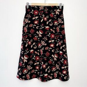 Floral A-Line Skirt in Black and Red